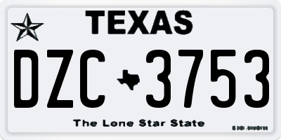 TX license plate DZC3753