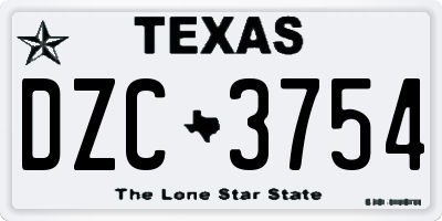 TX license plate DZC3754