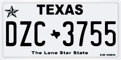 TX license plate DZC3755