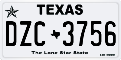 TX license plate DZC3756