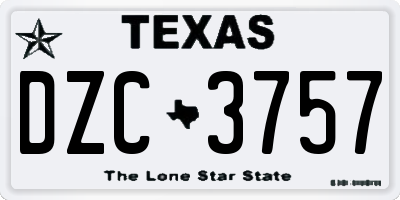 TX license plate DZC3757