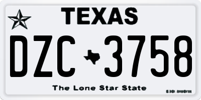 TX license plate DZC3758