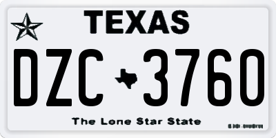 TX license plate DZC3760