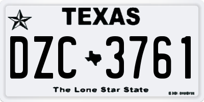 TX license plate DZC3761