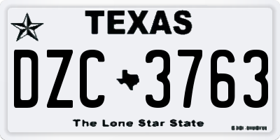 TX license plate DZC3763
