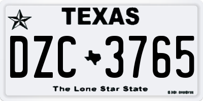TX license plate DZC3765