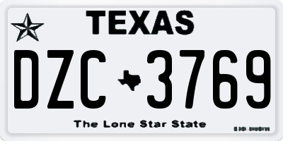 TX license plate DZC3769