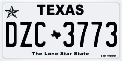 TX license plate DZC3773
