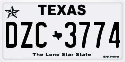 TX license plate DZC3774