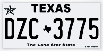 TX license plate DZC3775