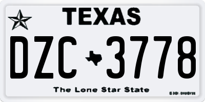 TX license plate DZC3778