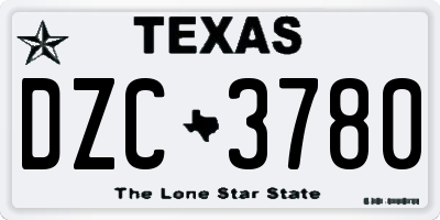 TX license plate DZC3780