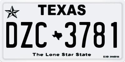 TX license plate DZC3781