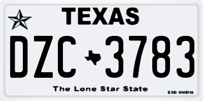 TX license plate DZC3783