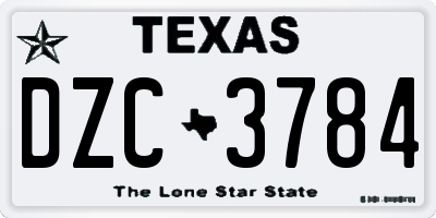 TX license plate DZC3784