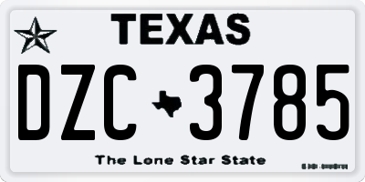 TX license plate DZC3785