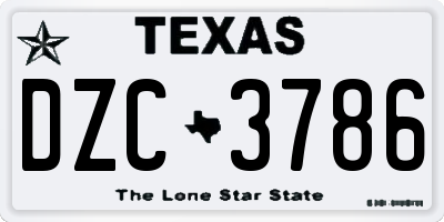 TX license plate DZC3786