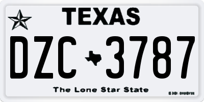 TX license plate DZC3787