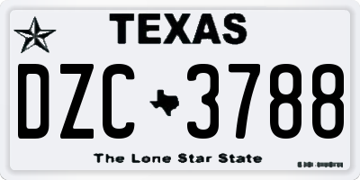 TX license plate DZC3788