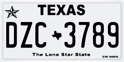 TX license plate DZC3789