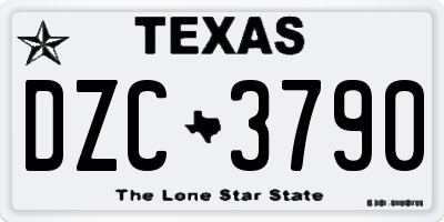 TX license plate DZC3790