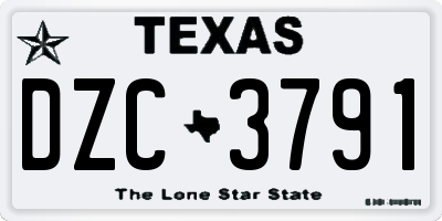 TX license plate DZC3791