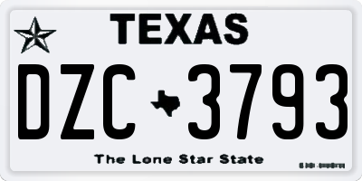TX license plate DZC3793