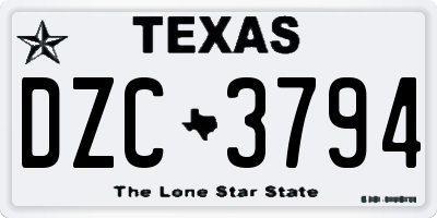TX license plate DZC3794