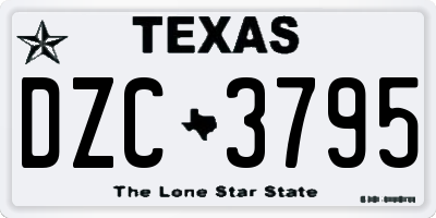 TX license plate DZC3795