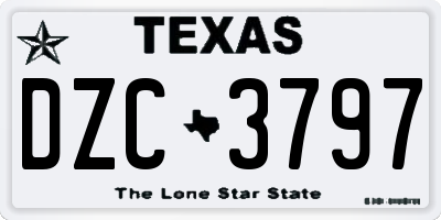 TX license plate DZC3797