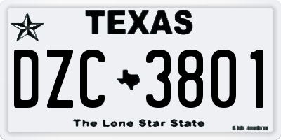 TX license plate DZC3801