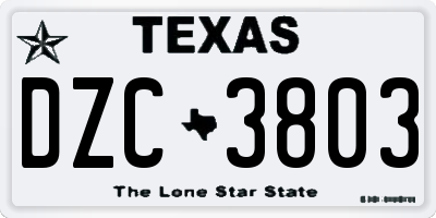TX license plate DZC3803