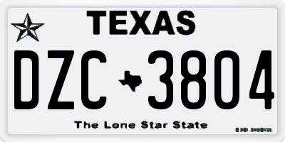 TX license plate DZC3804