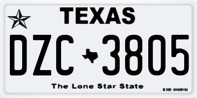 TX license plate DZC3805