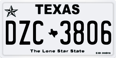 TX license plate DZC3806