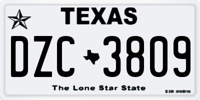 TX license plate DZC3809
