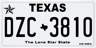 TX license plate DZC3810