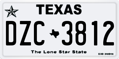 TX license plate DZC3812