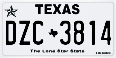 TX license plate DZC3814