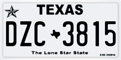 TX license plate DZC3815