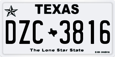 TX license plate DZC3816