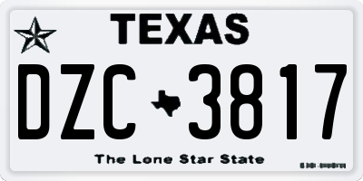 TX license plate DZC3817