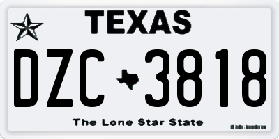 TX license plate DZC3818