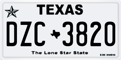 TX license plate DZC3820