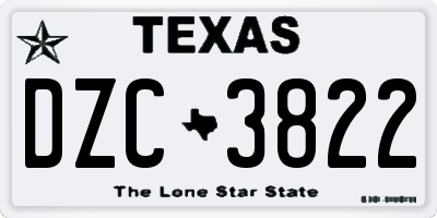 TX license plate DZC3822