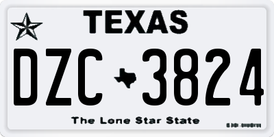 TX license plate DZC3824