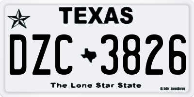 TX license plate DZC3826