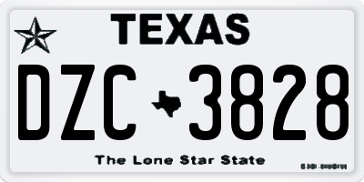 TX license plate DZC3828
