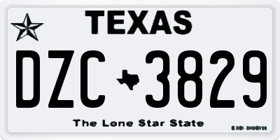 TX license plate DZC3829