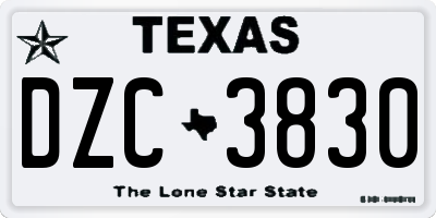TX license plate DZC3830